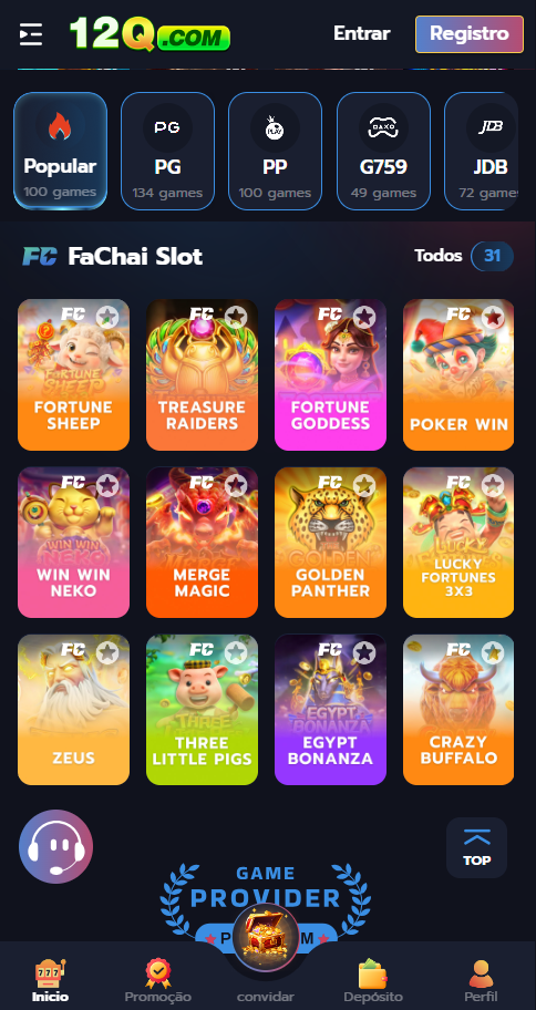 Jogos FaChai Slot no 12Q.COM como Fortune Sheep, Treasure Raiders, Fortune Goddess, Poker Win e Golden Panther