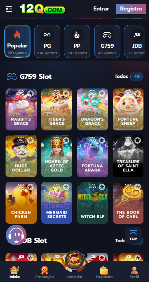Jogos G759 Slot no 12Q.COM como Rabbit's Grace, Tiger's Grace, Dragon's Grace e Fortune Sheep