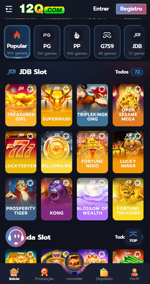 Jogos JDB Slot no 12Q.COM como Treasure Owl, Superniu Bi, Triple King Kong e Fortune Neko