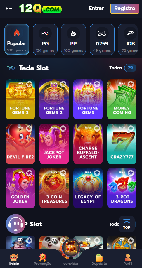 Jogos TaDa Slot no 12Q.COM como Fortune Gems 3, Fortune Gems 2, Fortune Gems, Money Coming e Devil Fire2